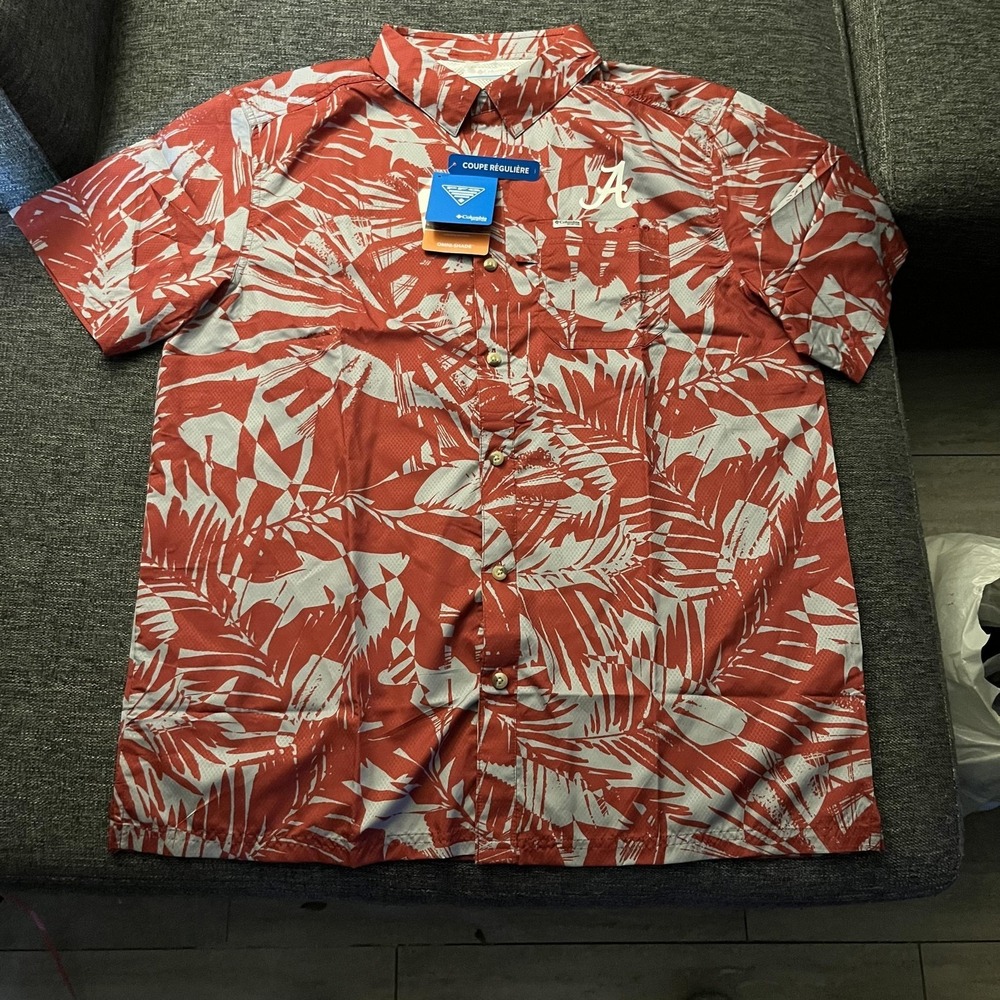 Alabama Crimson Tide Shirt Mens Large Red NCAA Football Columbia PFG Fishing